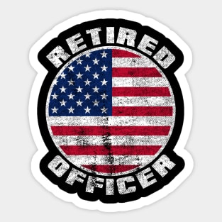 Retired Police Officer Proud Patriotic Officer American Flag Sticker